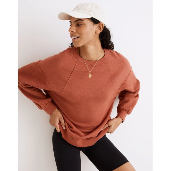 Madewell MWL Oversized Raglan Sweatshirt in Weathered Brick - Picture 2 of 14